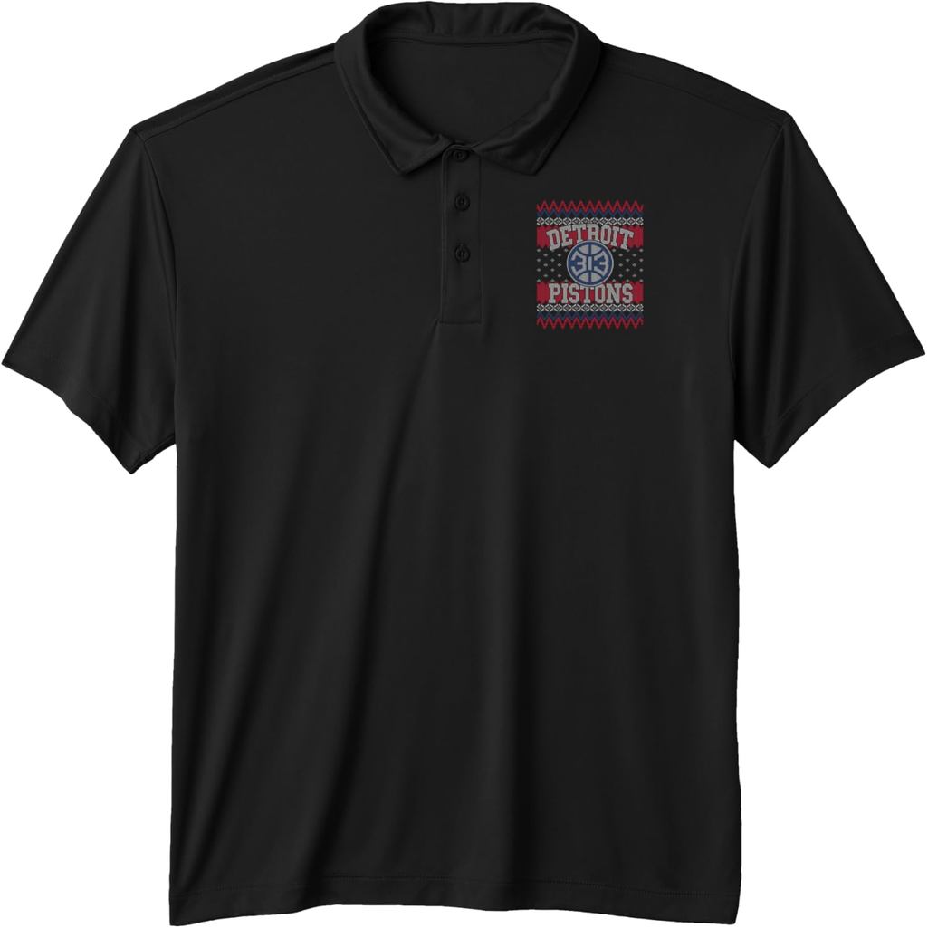 NBA Detroit Pistons Ugly Christmas Sweater Style Performance Polo Shirt