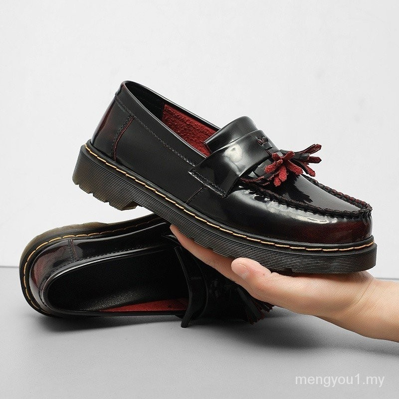 ใหม่ ดร. Martens เช็ดรองเท้าพู่สีแดง hardskin รองเท้าคู่ผู้ชายและผู้หญิง Casual Loafer รุ่น Unisex รองเท้าทางการ ขนาด 35-45 SPFI K2JE