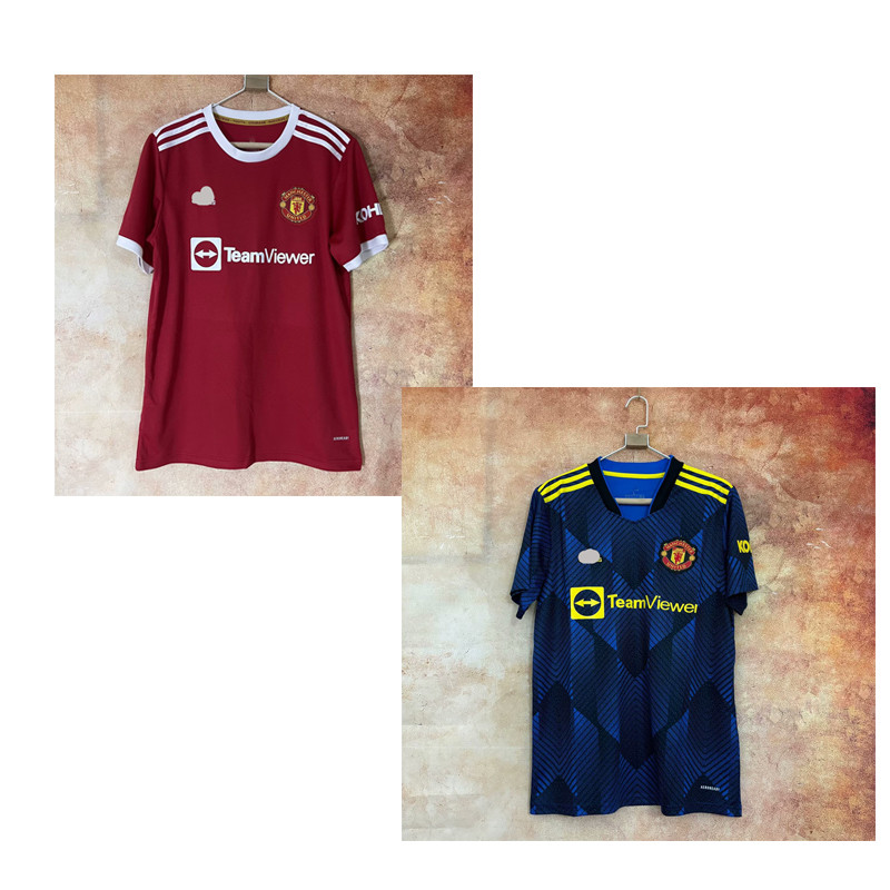Retro Series Blue/Red Jersey Shoulder Crew Neck เสื้อกีฬาแขนสั้นหลวม