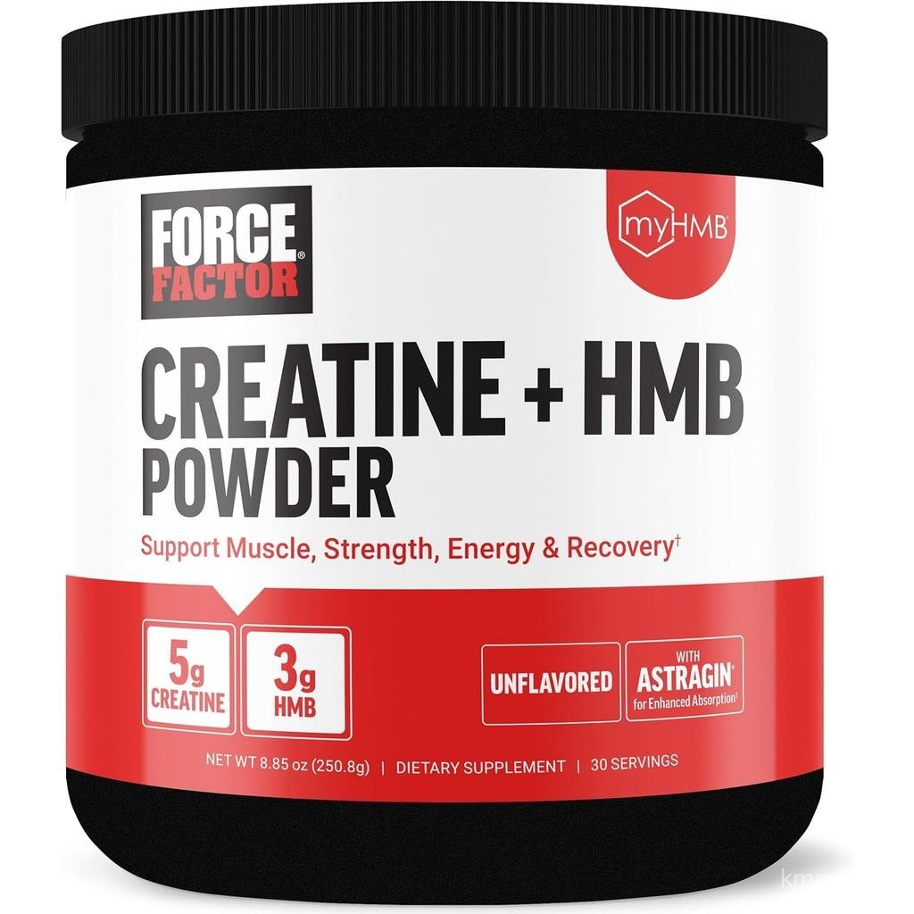 Force Factor Creatine HMB Powder, 5g Creatine Monohydrate และ 3g myHMB เพื่อการเจริญเติบโตของกล้ามเน