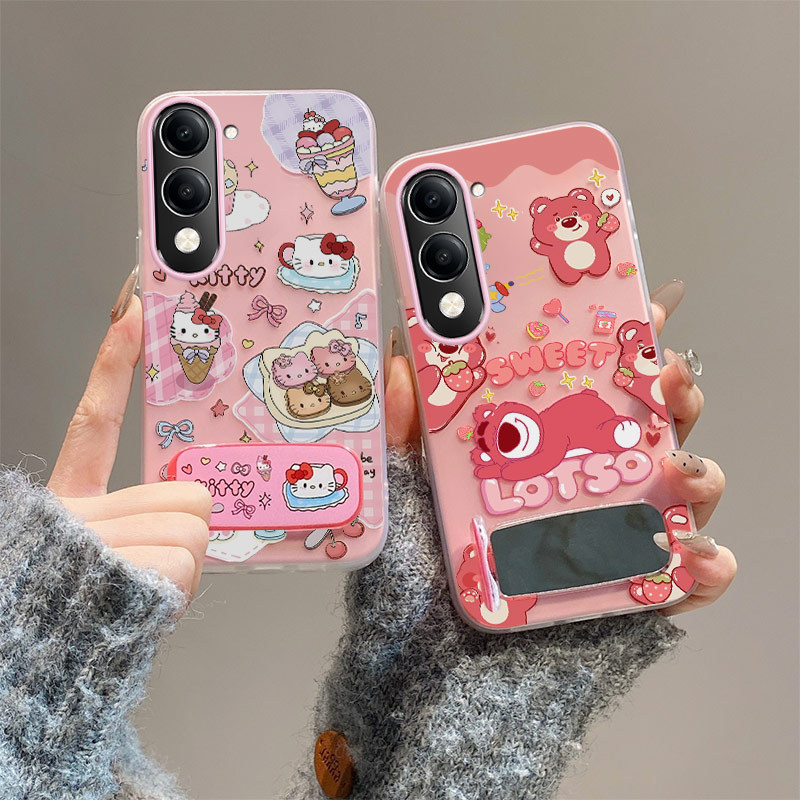 Vivo y04 กรณี vivo y29s 5g y29t 5g y04s y19s 5g กรณีวงเล็บกระจกเยลลี่เคสโทรศัพท์