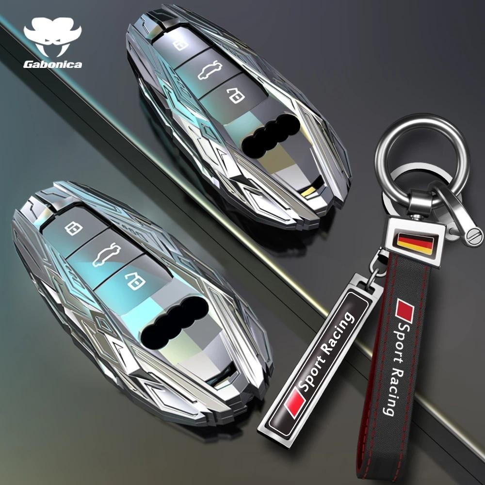 โลหะผสมรถ Remote Key Case เต็มรูปแบบสําหรับ Audi A6 A7 A8 E-tron Q5 Q8 C8 D5 Golden Edge Keyless ผู้