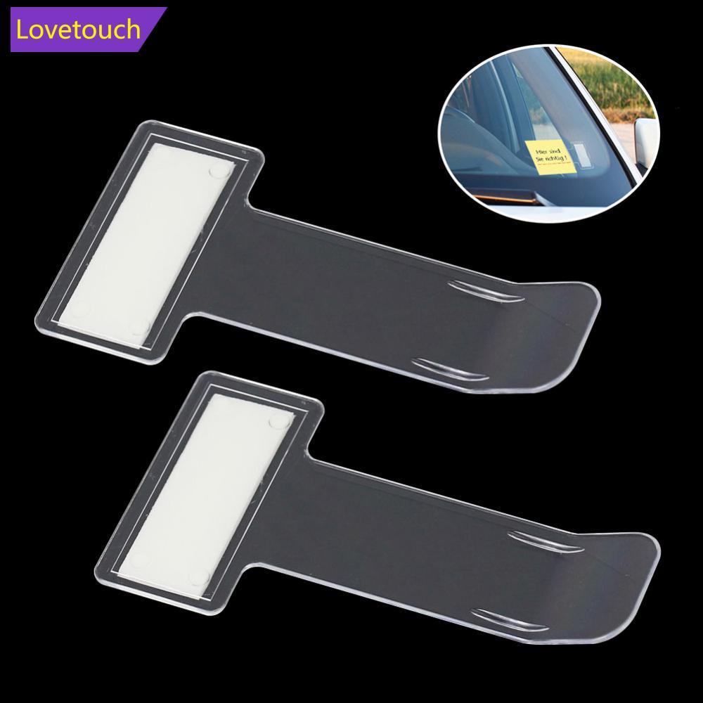LOVETOUCH รถโปร่งใสที่จอดรถตั๋วใบเสร็จรับเงิน Permit Auto Fastener Card Bill Holder คลิปกระจกสติกเกอ