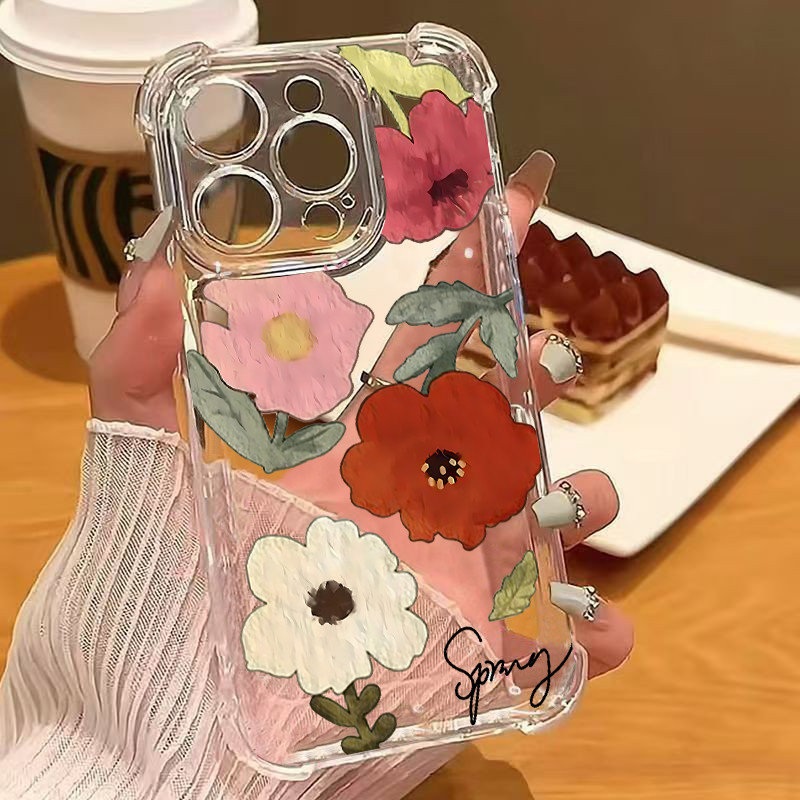 Yu Ji ดอกไม้เหมาะสําหรับ iPhone 17 Pro 15 Pro Max 11 Pro Max 7 8 plus 14 Pro 13 Pro 16 12 Pro Max XS