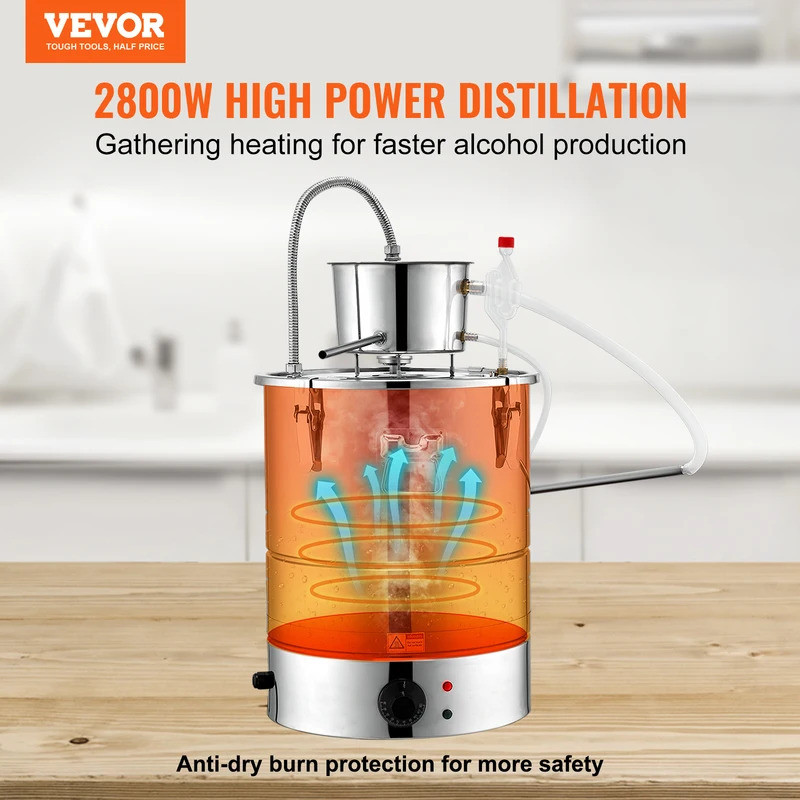 VEVOR 30/50L สแตนเลสแอลกอฮอล์ Distiller แอลกอฮอล์ยังคงน้ํามันหอมระเหย Brewing DIY Whisky ไวน์บรั่นดี