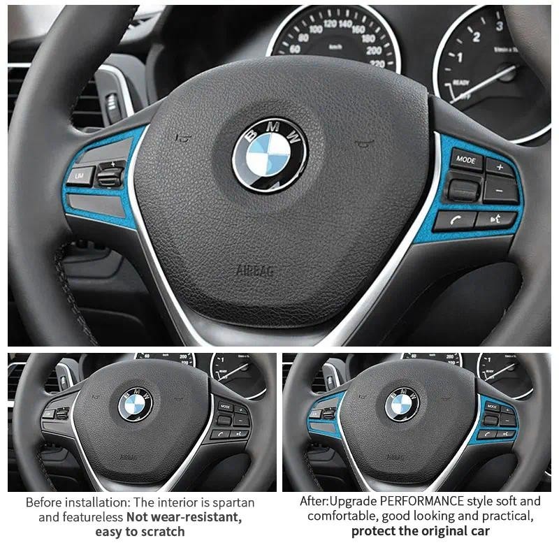 สําหรับ BMW F20 F21 F30 F34 พวงมาลัยสติกเกอร์จัดแต่งทรงผมทําจาก Alcantara รถพรีเมี่ยมภายในปรับแต่ง A