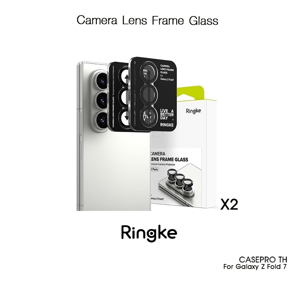 RINGKE Camera Lens Frame Glass กระจกกันรอยเลนส์กล้องเกรดพรีเมี่ยมจากเกาหลี สำหรับ Galaxy Z Fold 7 x2