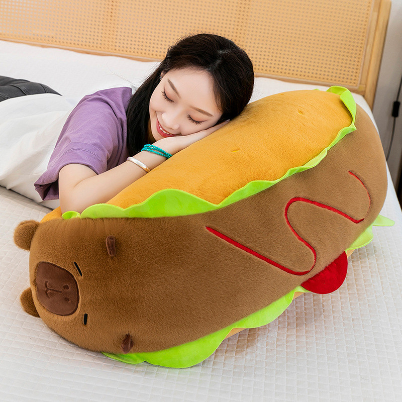 Hot Dog Bread Series Kapibara Capy gasby Pig Doll ของเล่นตุ๊กตาสไตล์ใหม่หมอนเตียงของขวัญแลกเปลี่ยน