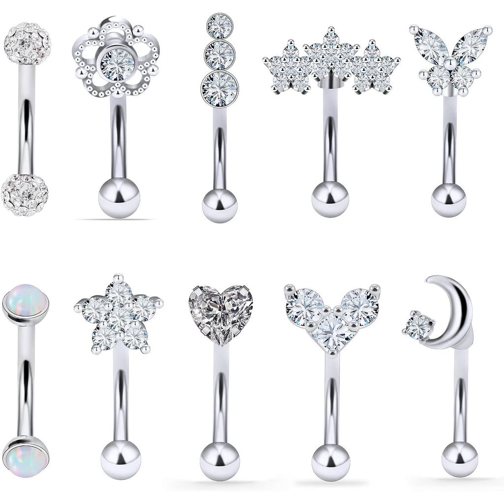 Jenxnjsjo 16g 5/16in Eyebrow/Rook/Snug/แนวตั้ง-Labret/VCH/Snake-Eyes/Anti-Trangus/Carnage/Belly-Butt