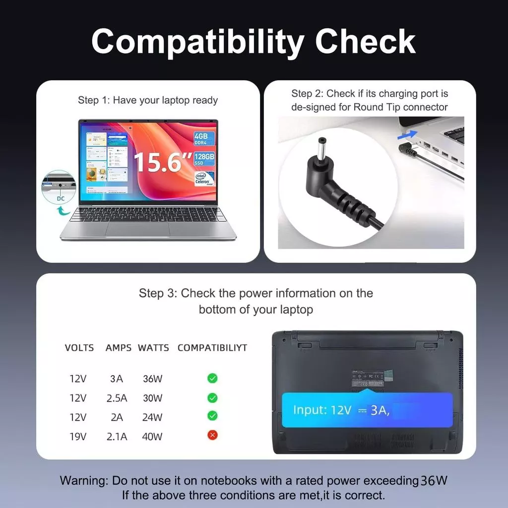 12V AC Adapter Charger สําหรับ SGIN M17 Pro M17Pro M17S 17 นิ้ว 17.3 "Windows 11 แล็ปท็อปคอมพิวเตอร์โน้ตบุ๊ค PC Power Supply Adaptor สายไฟ Wall Plug thumbnail 4