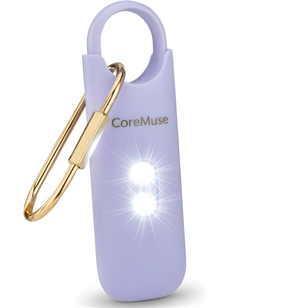 สัญญาณกันขโมยส่วนบุคคลสําหรับผู้หญิง – ปุ่ม Panic 130dB ไซเรนพร้อมไฟฉาย LED คู่, พวงกุญแจป้องกันตัวเ