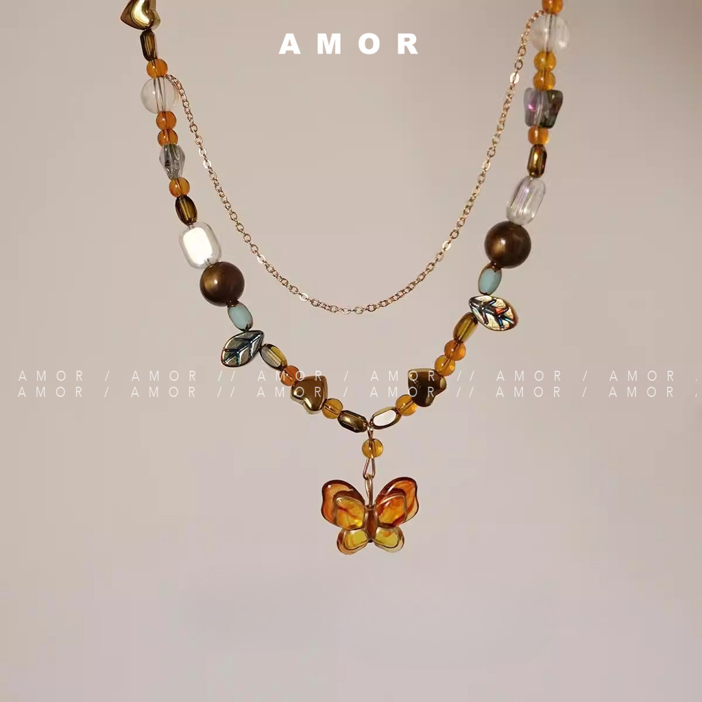 สร้อยข้อมือวินเทจลูกปัดผีเสื้อสองชั้น - มีสไตล์และเอกลักษณ์