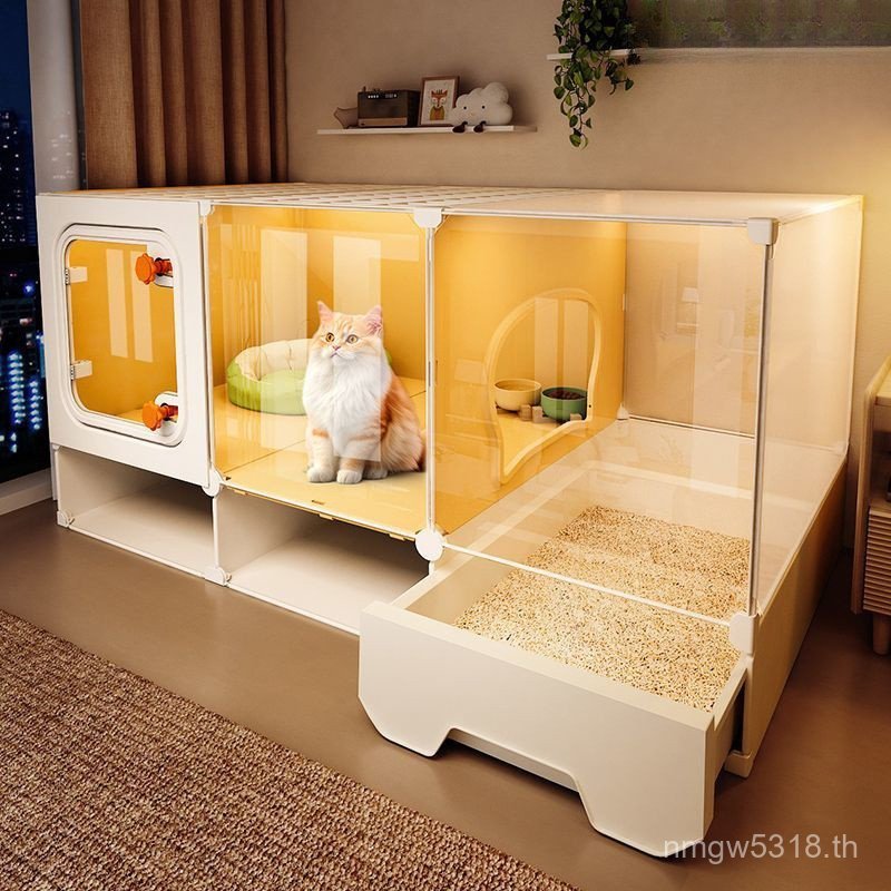 รังแมวหนึ่งห้องโถงหนึ่งห้องรังในร่มกรงแมวแมวหนึ่งเว่ยแมวห้องน้ําวิลล่าครัวเรือนแบบบูรณาการพื้นที่ฟรี