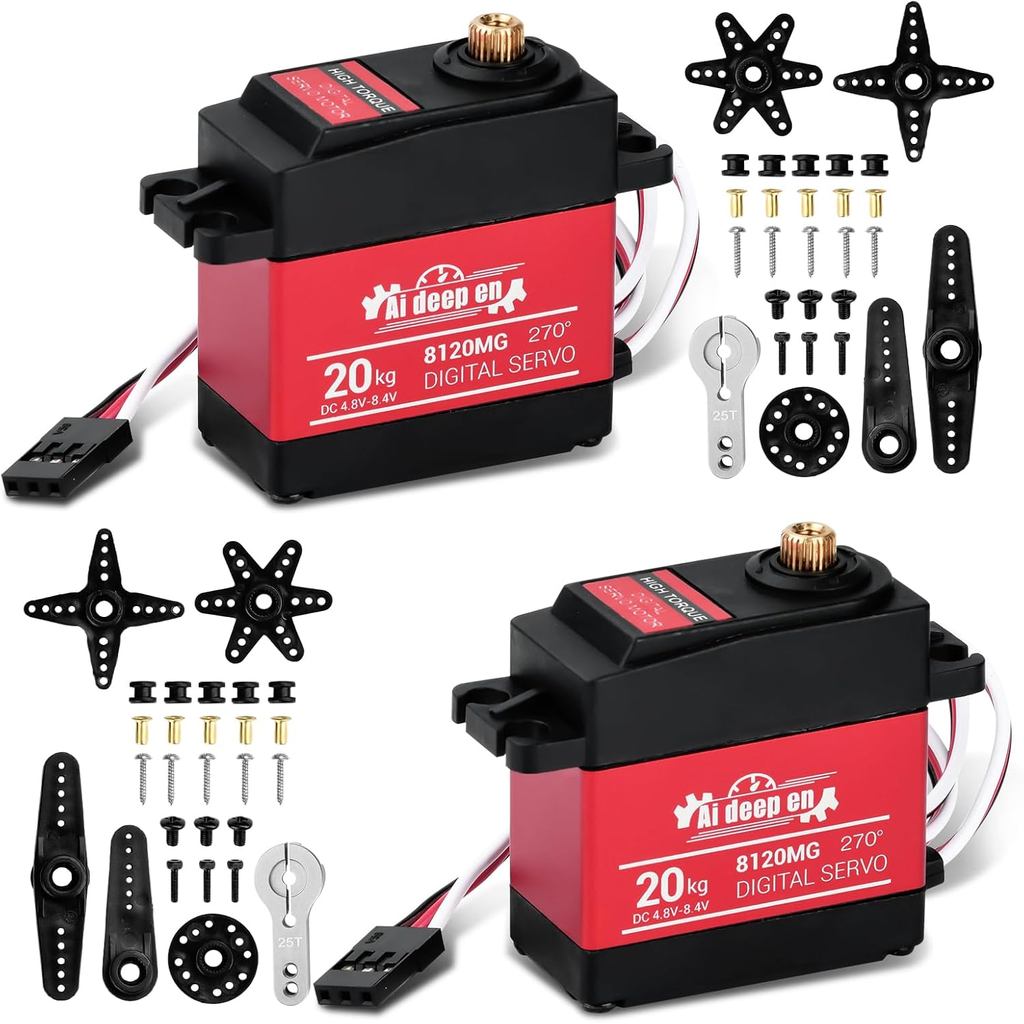 2-Pack 20KG แรงบิดสูง RC Servo, 20KG Servo Motor 4.8-8.4V RC Servo เกียร์โลหะเต็มรูปแบบกันน้ําเข้ากั