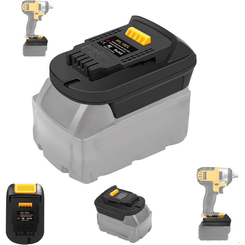 MIL18DL อะแดปเตอร์แบตเตอรี่สําหรับแบตเตอรี่ Milwaukee แปลงสําหรับเครื่องมือ Dewalt 20V แปลงสําหรับ M