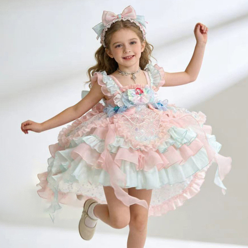 Ariel Mermaid Lolita ชุดเจ้าหญิงสําหรับเด็กผู้หญิงฤดูร้อนชุดเด็กชุดราตรี