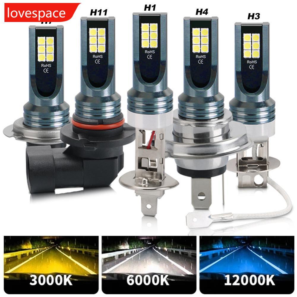 LOVESPACE 12V 6000K รถ LED ไฟหน้าหมอกหลอดไฟ H4 H7 H11 H8 H9 H1 H3 LED 9005 9006 Hb3 Hb4 อัตโนมัติขับ