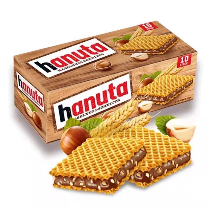 Ferrero Hanuta Hazelnut Chocolate Wafer Biscuits 0g Snacks Boxed นําเข้าจากเยอรมัน LS32226 @