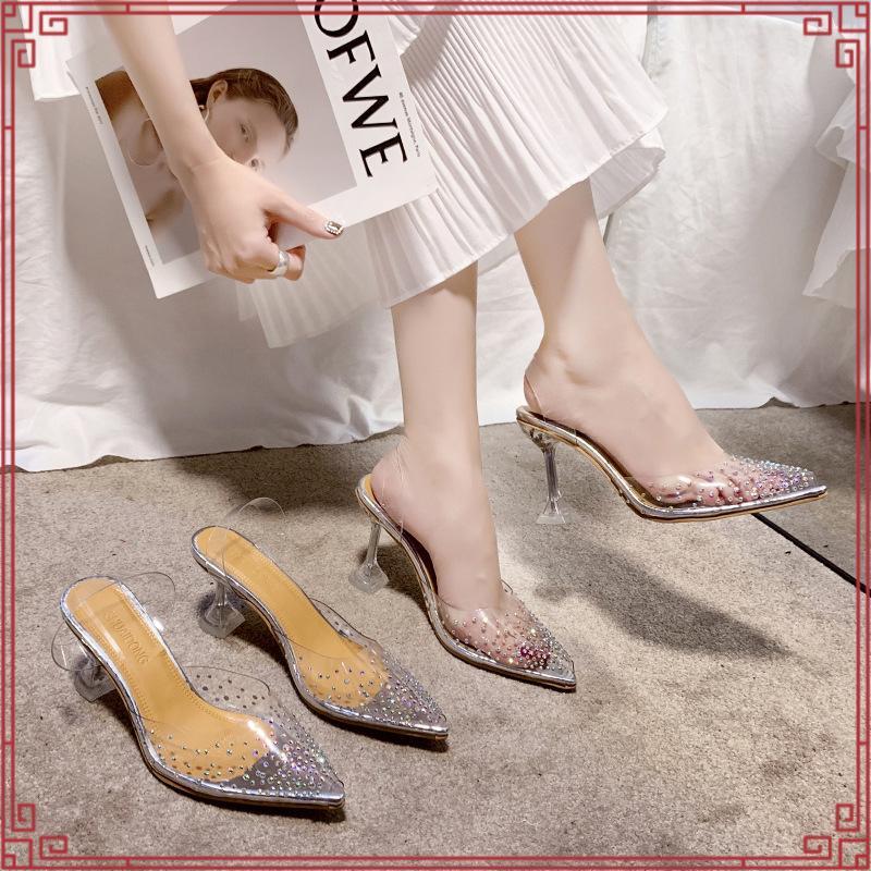 ผู้หญิงรองเท้าส้นสูงคริสตัลรองเท้าส้นสูง3.2นิ้วแก้วรองเท้าส้นสูง34 ~ 42นิ้ว
