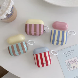 การออกแบบลายทางมินิมอลสําหรับ Airpods 1/2 3 Pro2 pro3 Airpods4 耳机套装 无线蓝牙保套 AirPods Pro i3 i4 pro3 保机护套