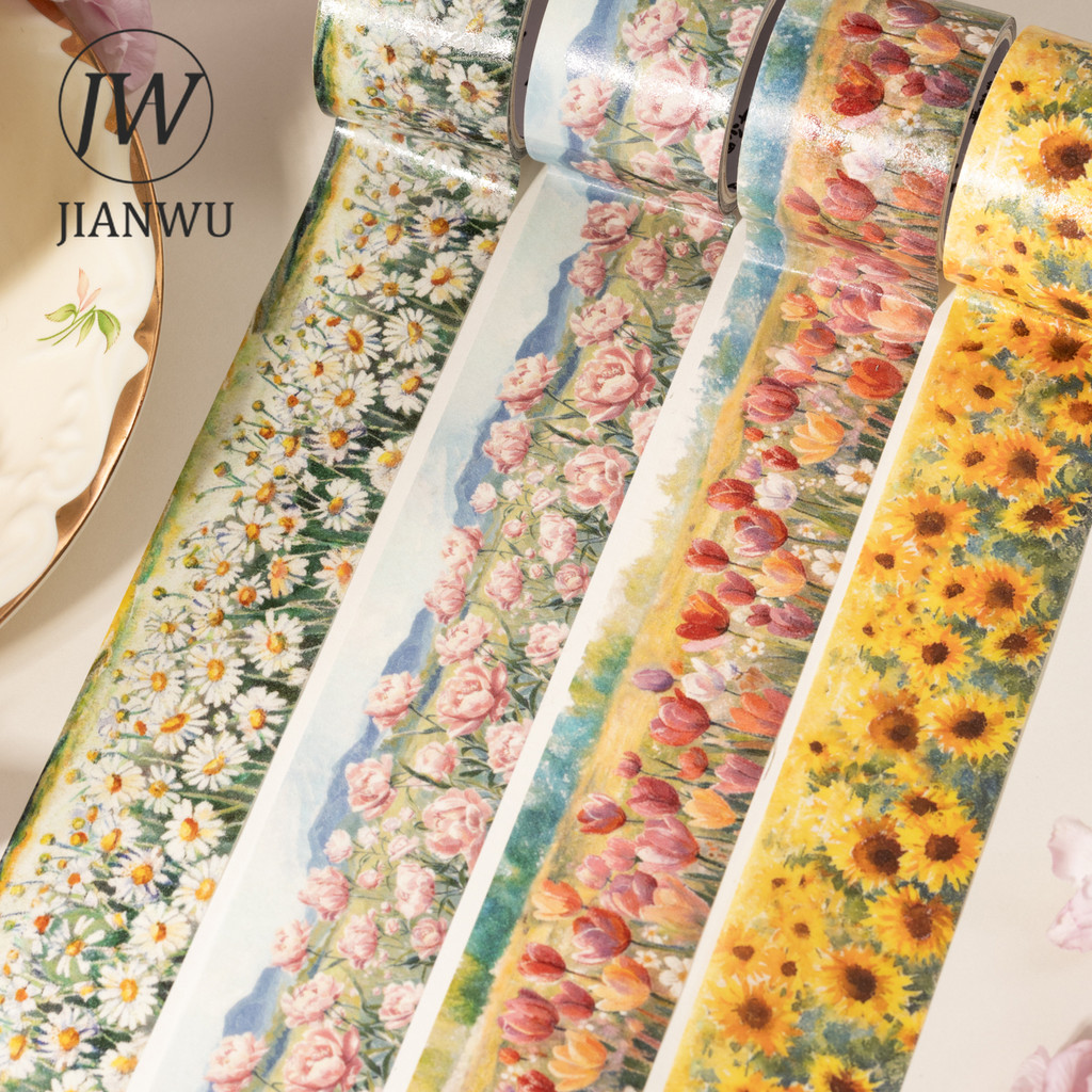 JIANWU Sea of Flower Series Vintage ฤดูใบไม้ผลิดอกไม้ภูมิทัศน์วัสดุ Collage Scrapbooking Washi เทป Creative Journal เครื่องเขียน