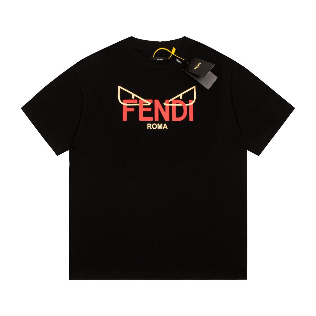 เสื้อยืดแฟชันใหม่ Fendi แขนสั้น สำหรับผู้ชายและผู้หญิง แบบคู่