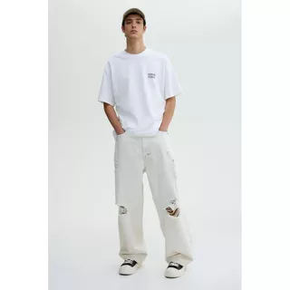 H&M(เอชแอนด์เอ็ม) เสื้อยืดพิมพ์ลายแบบหลวม Men Loose Fit Printed T-shirt 1034065_17