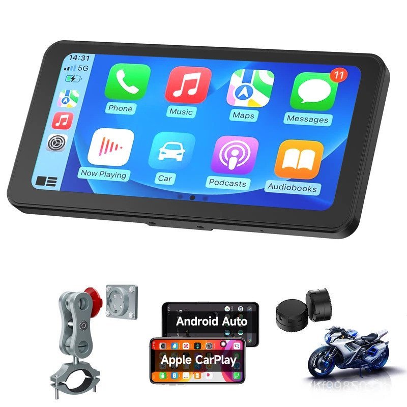 Spedal CL871P-6.25" รถจักรยานยนต์ CarPlay & Android Auto Screen Quick-Release Anti-Theft Mount +TPMS
