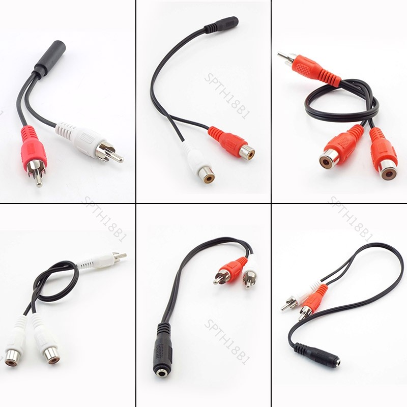 3.5 มม.สายสัญญาณเสียงสเตอริโอหญิง RCA ชาย Aux สายสัญญาณเสียง Y อะแดปเตอร์สําหรับ DVD TV VCR ถึงเครื่องขยายเสียงหูฟังลําโพงแจ็ค TH18B1
