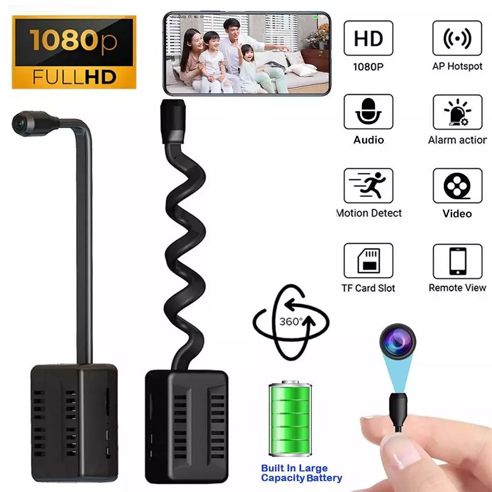 กล้องวงจรปิด 4KMini DIY กล้องเครือข่ายไร้สายHD 1080P 2.0MP วิดีโอดิจิตอลWIFI สมาร์ทโฟน APP ควบคุมไมโครโฟนในตัวแบตเตอรี่ใ
