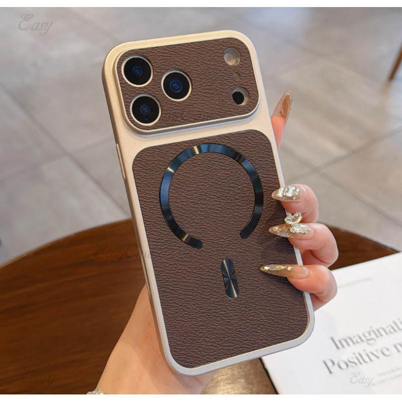 รูปแบบออโรร่าขดลวดแม่เหล็กรูปแบบหนังหน้าต่างขนาดใหญ่เคสโทรศัพท์สําหรับ ไอโฟน 17 16 15 14 13 12 มือโปร สูงสุด ป้องกันการลื่นและป้องกันการหล่นฝาครอบห