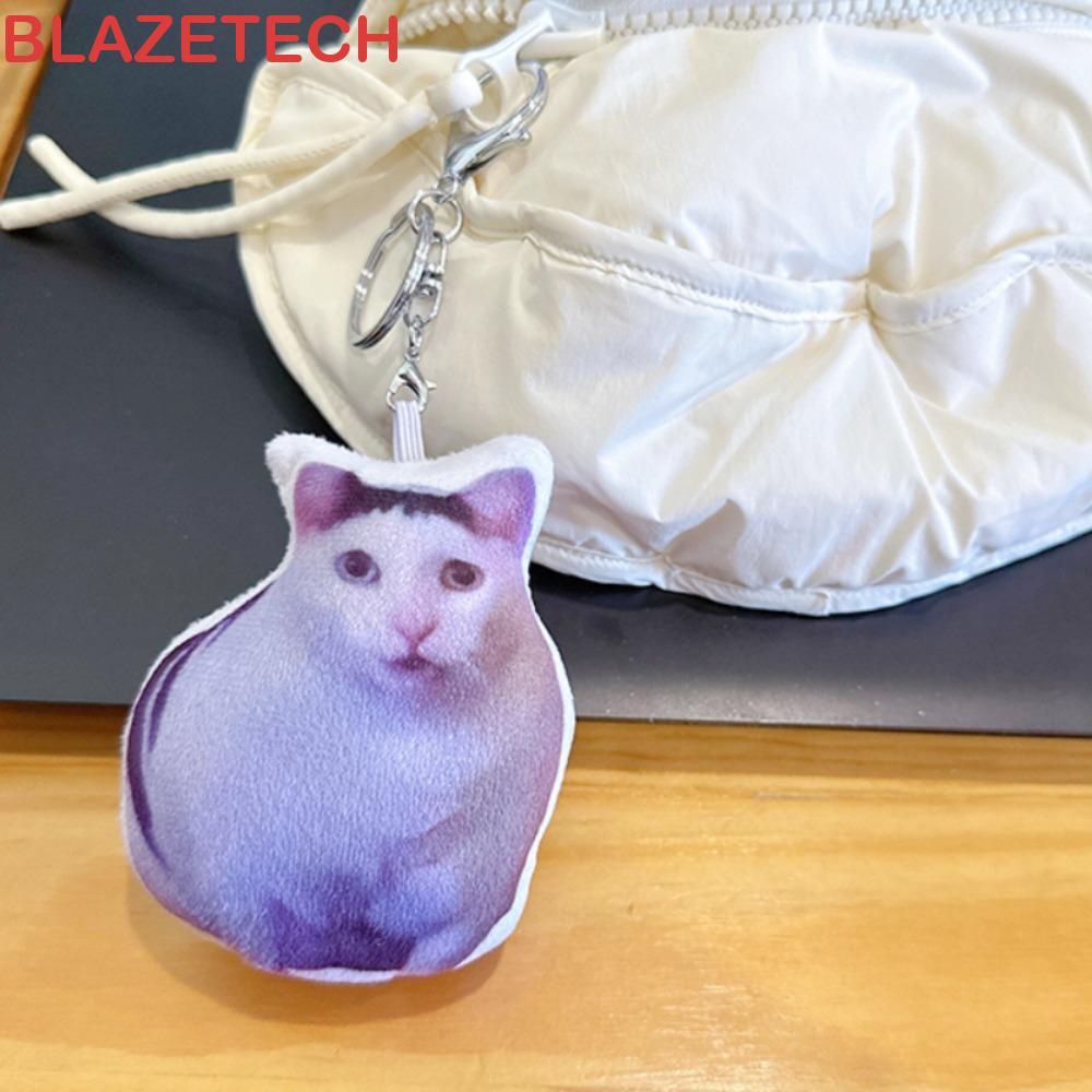 BLAZETECH Vocal Cat Meme พวงกุญแจ, แฟชั่น Plush Oiiai จี้แมว, ประณีตไฟฟ้า Creative ตลก Huh Cat พวงกุ