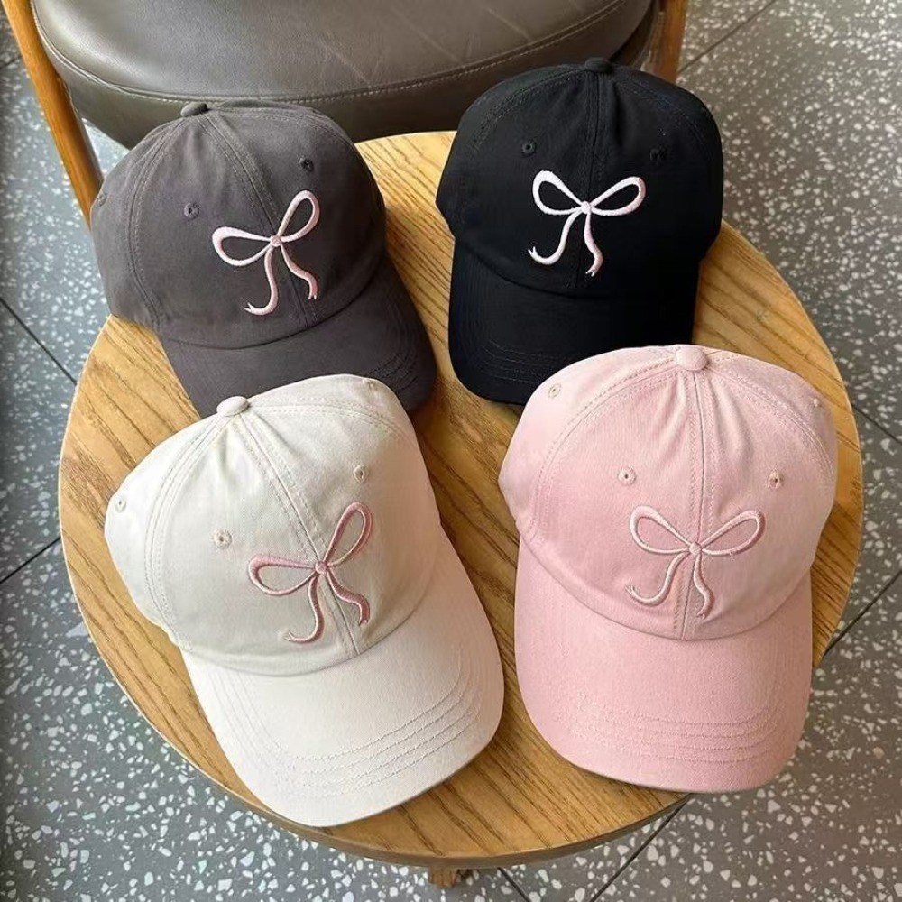 หมวกแก็ป หมวกเบสบอล ปักลายสก๊อต ประดับโบว์น่ารัก มี 4สี (ปักโบว์) หมวกเบสบอล แฟชั่นเกาหลี cotton cap หมวกเดินป่า