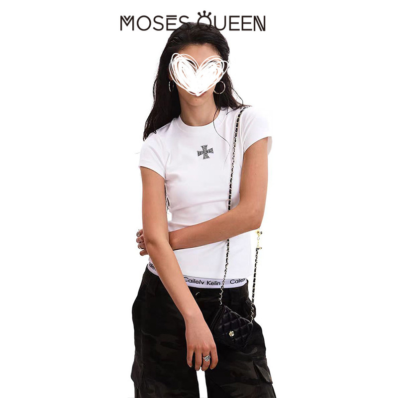 MOSESQUEEN ผู้หญิงแขนสั้นคอกลม สวมใส่นุ่มสบาย มีหลากหลายสี เหมาะสำหรับเครื่องแต่งกายประจำวัน #63579 ราคา ถูกที่สุด ดีลบีเคเค แกลเลอรีภาพที่ 7