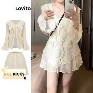 (KOL‘s pick) Lovito ระบายธรรมดาแบบสบาย ๆ พร้อมซับในพร้อมเสื้…