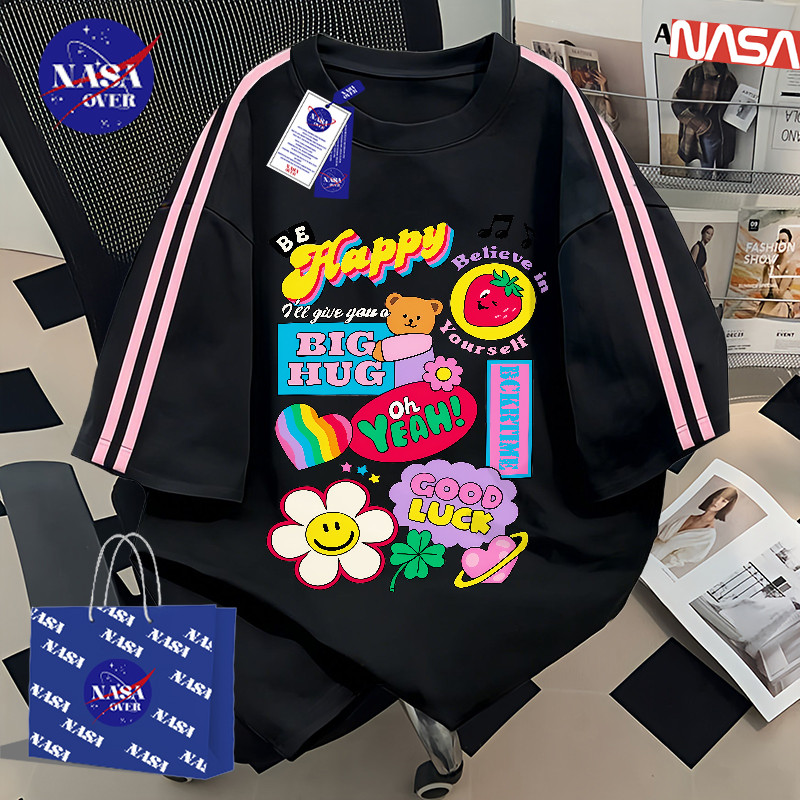【จัดส่งตลอด 24 ชั่วโมง】🔥NASA ลายหมีน่ารักสุดประณีต คอกลม เสื่อยืด 🖤 เสื้อผญ oversize เสื้อ YG1600