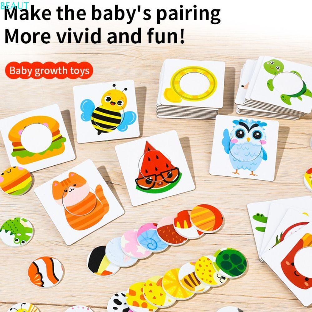 BEAUTE เกมกระดานปริศนา 3D, Montessori สัตว์รูปแบบเด็กไม้จับคู่ของเล่น,การศึกษาการเรียนรู้ของเล่นกระด