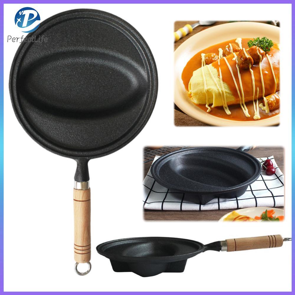 [จัดส่งในพื้นที่] Omurice Cooking Pot with Wood Handle Pan Pan Pan Pan Non-Stick ไข่เจียวไข่หม้อ Ant