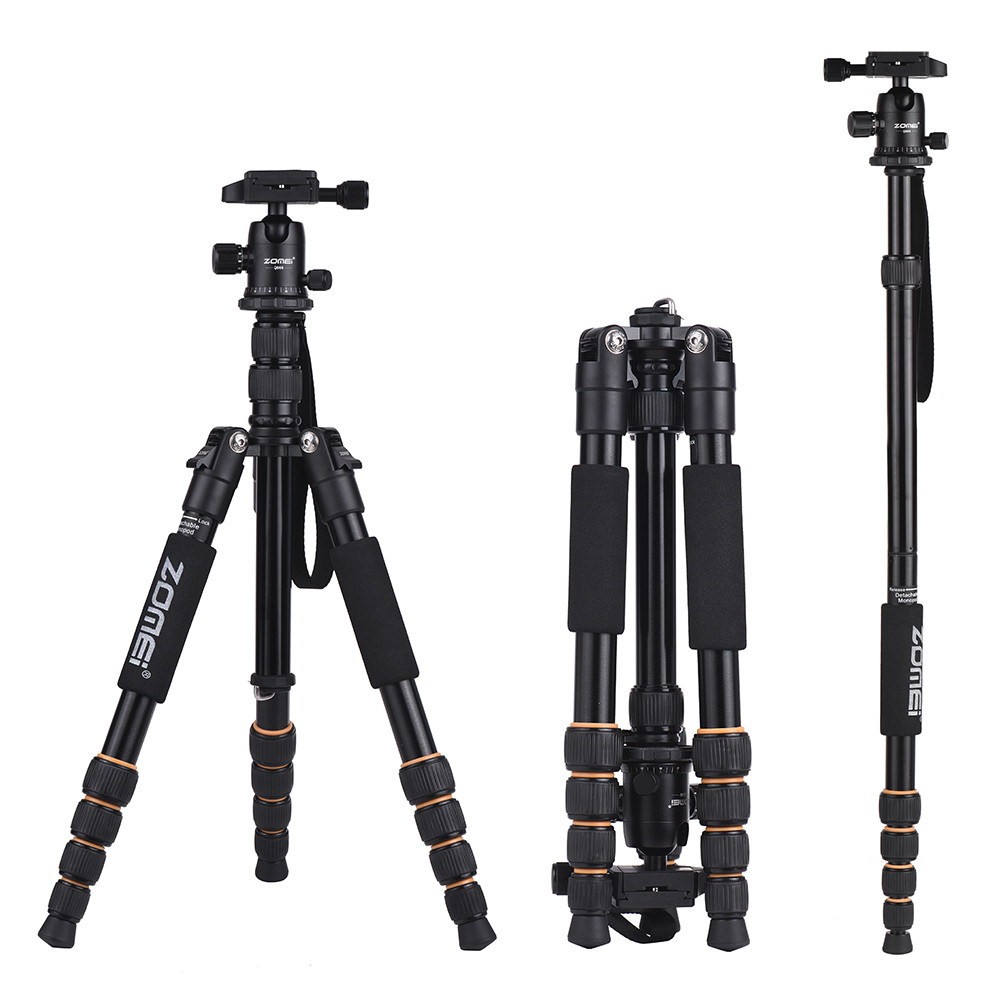 Apill ZOMEI Q666 59 นิ้วขนาดกะทัดรัดแบบพกพาอลูมิเนียมขาตั้งกล้อง Monopod พร้อมหัวบอล/ Quick Release