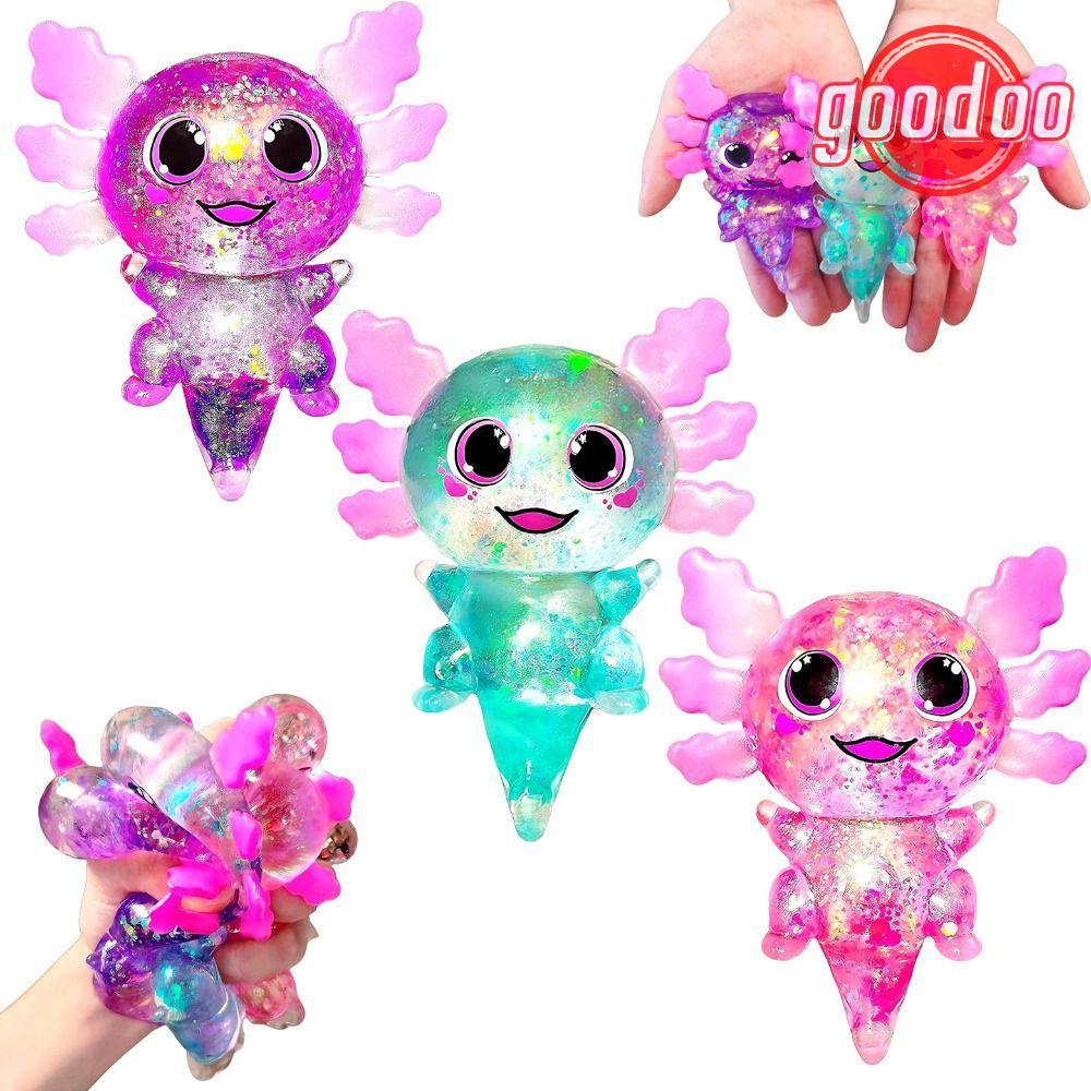 [GOODO] Squishy Stress Glitter, Glitter Sugar Filled Axolotl Squishy ของเล่น, น่ารักน่ารักรูปร่าง So