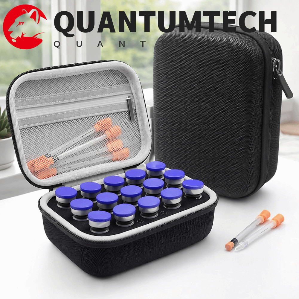 QUANTUMTECH กล่องเก็บของอินซูลิน, 15 ช่องกันน้ําอินซูลิน Vials Case, Vials Storage 10ML Vials ความจุ