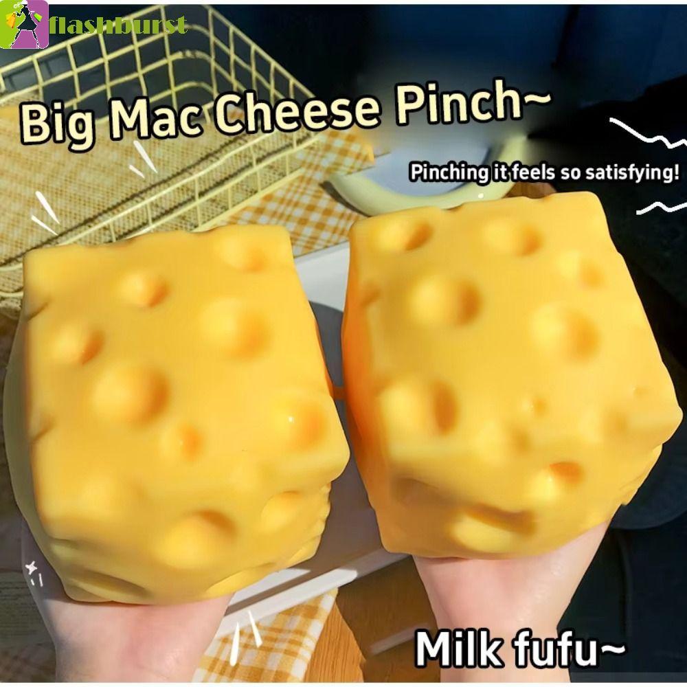 FLASHBURST ของเล่นบีบชีส, ขนาดใหญ่พิเศษ Super Soft Cheese Pinch, ความวิตกกังวลบรรเทาสมจริงชีสช้า Rebound สีเหลืองสี Rebound Fidget ของเล่น Sensory