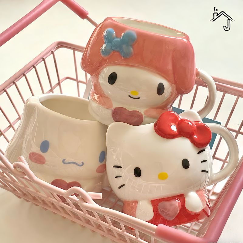 [JJ HOME] น่ารักการ์ตูน Melody Hello Kitty เซรามิคถ้วยชาขนาดเล็ก Sip ถ้วยถ้วยไวน์ขนาดเล็กถ้วยน้ําเด็กถ้วยเอสเปรสโซของขวัญวันเกิดแลกเปลี่ยนของขวัญ