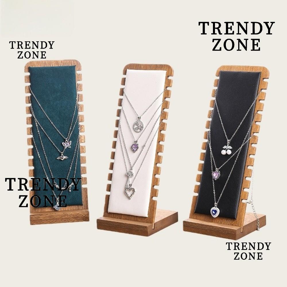 TRENDYZONE ขาตั้งโชว์สร้อยคอ, ที่เก็บเครื่องประดับหนังทรงสี่เหลี่ยม, เครื่องประดับชั้นเก็บไม้ Flock ไม้ที่ถอดออกได้