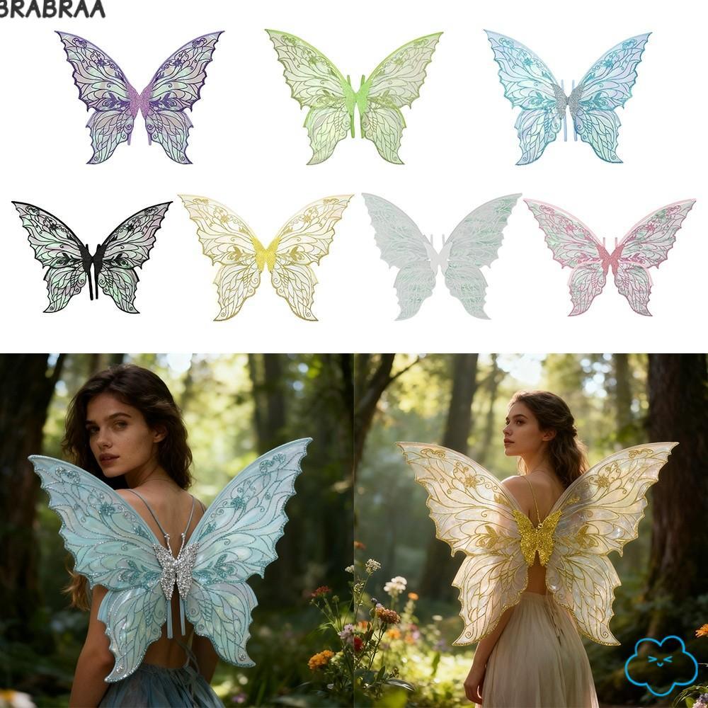 BRABRAA Angel Wings, Organza Princess Angel Wing Fairy Wings, Cute Sparkling Dress UP Butterfly Wing