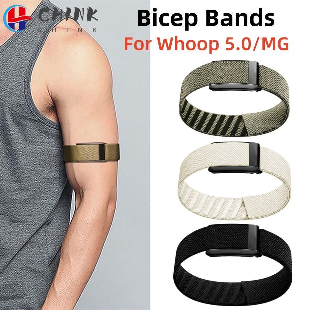 CHINK ยืดหยุ่น Bicep Band,ปรับเหงื่อทน,พรีเมี่ยมCozy Breathableถักกีฬาสายรัดสําหรับ Whoop 5.0 One/Peak/Life(MG) การออกกําลังกาย