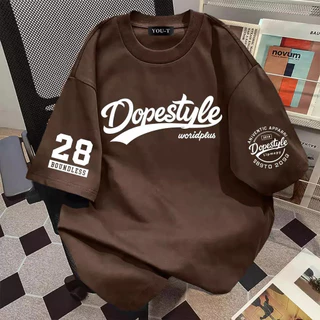 TEE·SHOP🍀 เสื้อยืด Oversize ลาย 'DOPESTYLE' สไตล์เกาหลี เท่ห์มาก ใส่ได้ทั้งชายหญิง ผ้านุ่มสบายตัวทั้งวัน รองรับ COD 📦