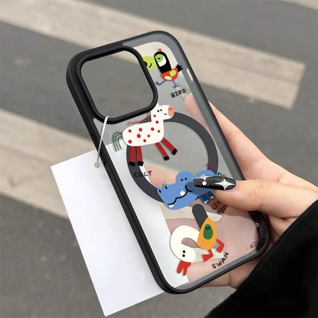 แม่เหล็กดูดเคสโทรศัพท์ ไอโฟน 17 มือโปร สูงสุด เหมาะสําหรับสัตว์นามธรรมที่น่ารักทนการแตกหักสําหรับ ไอโฟน 15/16, 1 – โปรปัง