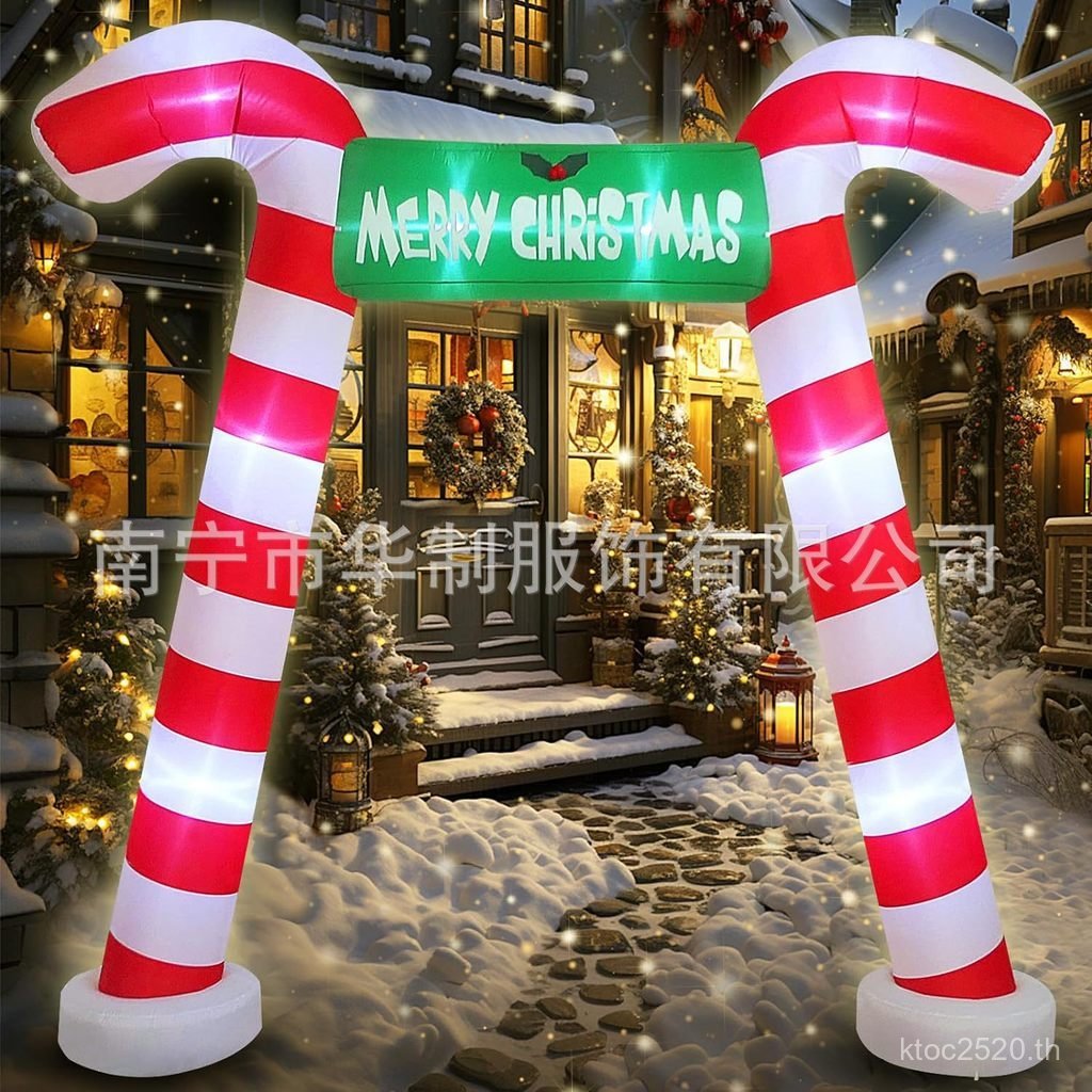 Courtyard คริสต์มาส 2.8 คริสต์มาส Inflatable ข้าวตกแต่ง Candy Garden Arch กลางแจ้ง Cane Party ไฟ LED