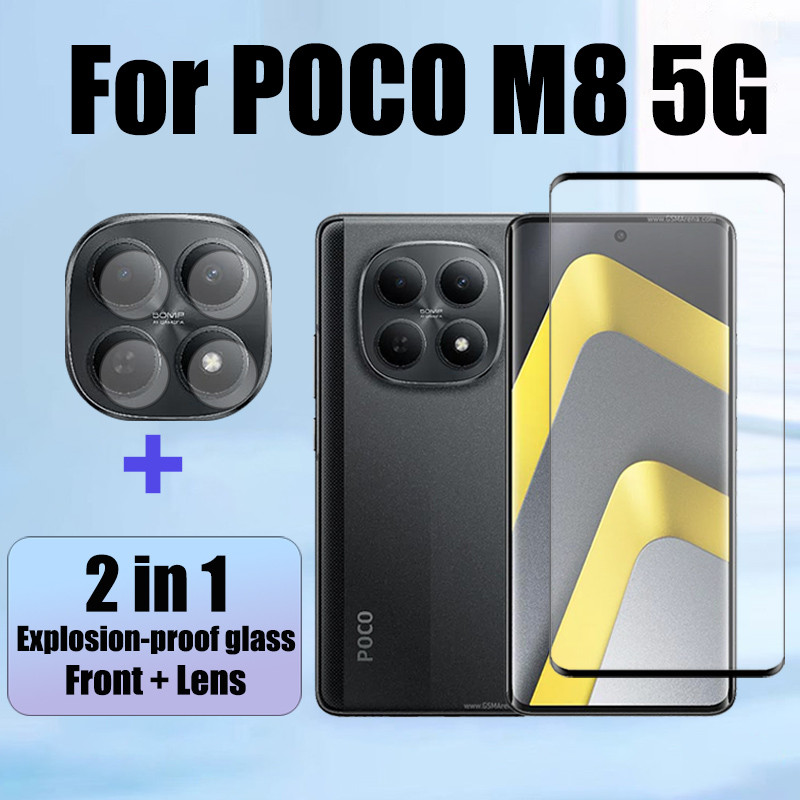 2 in 1 POCO M8 5G ป้องกันหน้าจอ สำหรับ กระจกนิรภัยสําหรับ สำหรับ Xiaomi POCO F8 Ultra C85 M7 F7 F6 C